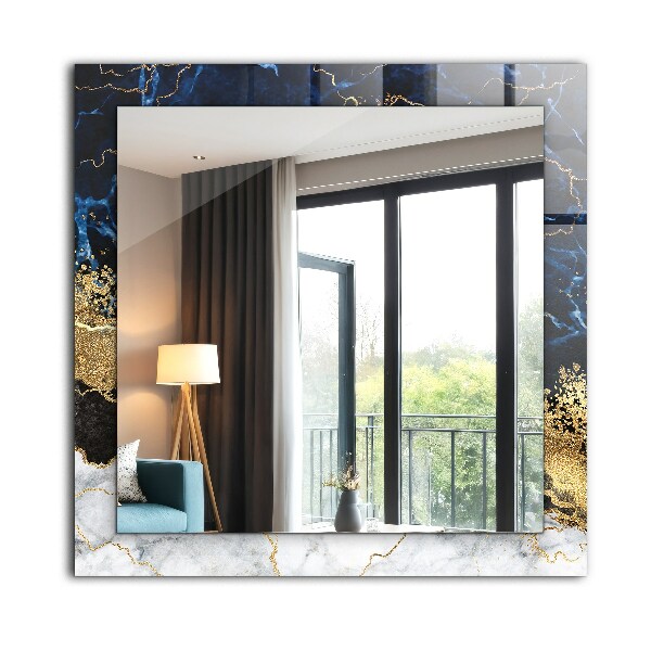 Espelho decorativo com estampa de mármore abstrato
