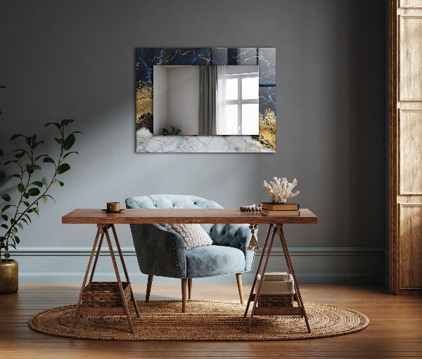 Espelho decorativo com estampa de mármore abstrato