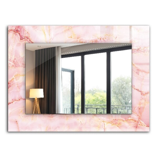 Espelho decorativo com padrão de mármore rosa