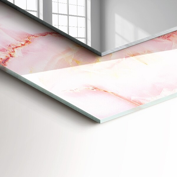 Espelho decorativo com padrão de mármore rosa