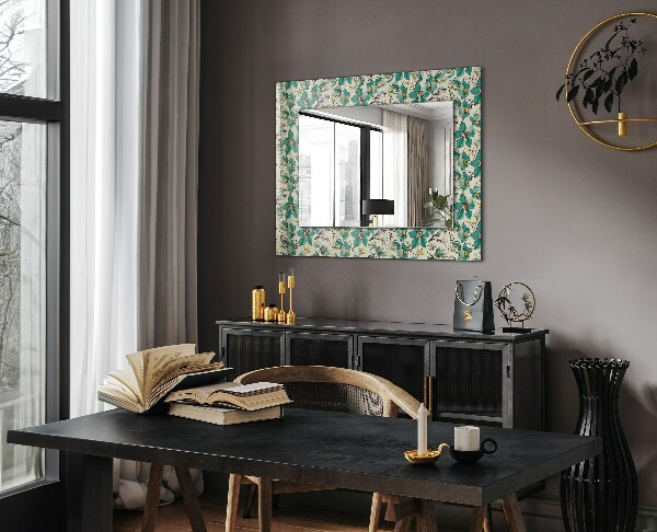 Espelho decorativo com tema de pássaros e flores