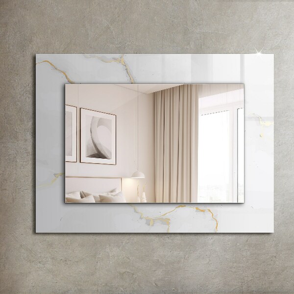 Espelho com moldura decorada em mármore branco