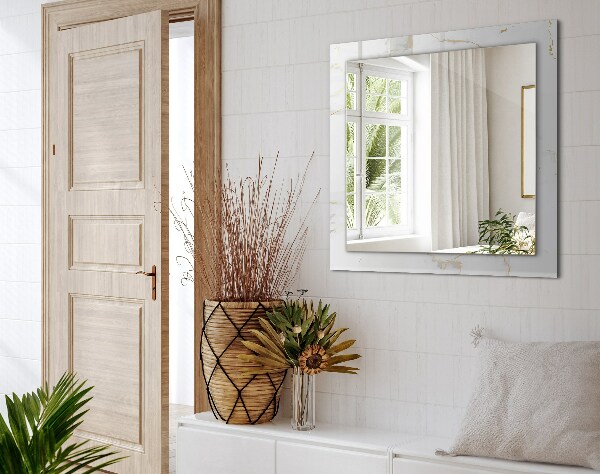 Espelho com moldura decorada em mármore branco
