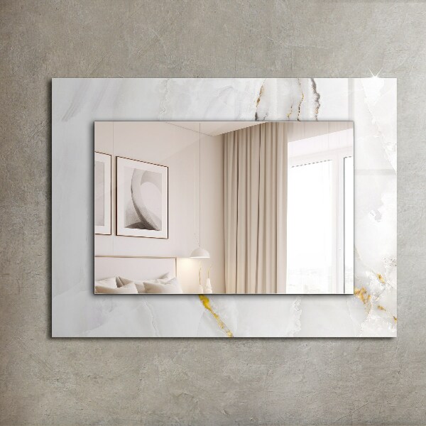 Espelho com moldura decorada em motivos de mármore branco