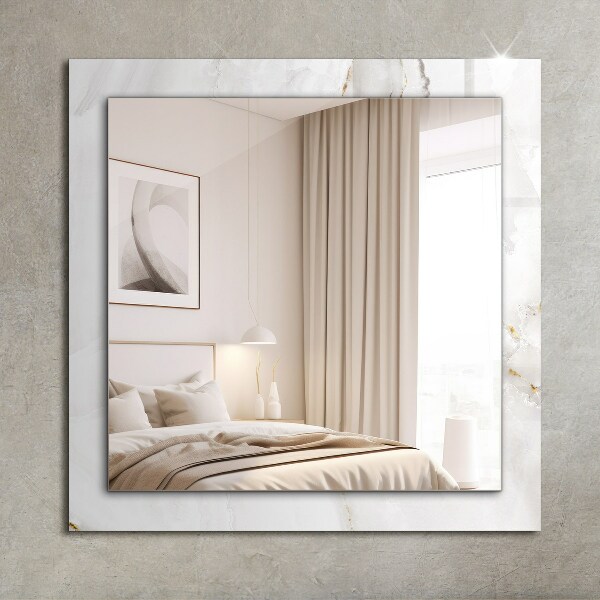 Espelho com moldura decorada em motivos de mármore branco