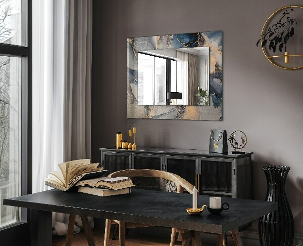 Espelho decorativo com arte abstrata azul