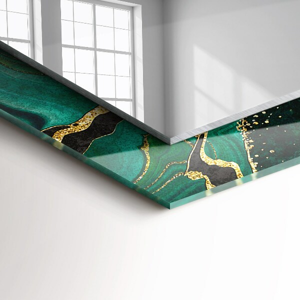 Espelho decorativo com motivos artísticos abstratos em tons de verde