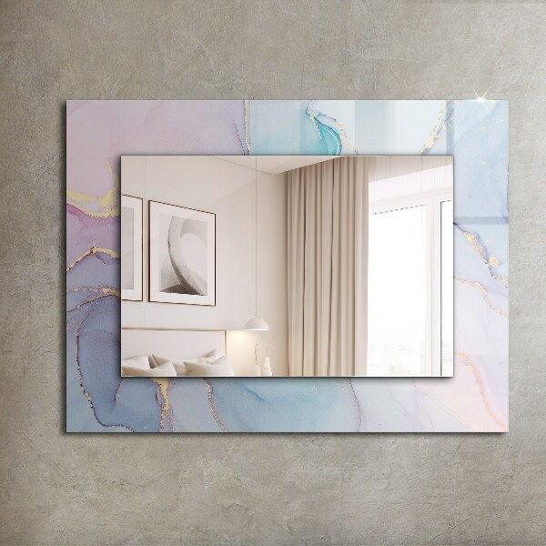 Espelho com moldura decorada com arte abstrata em aquarela