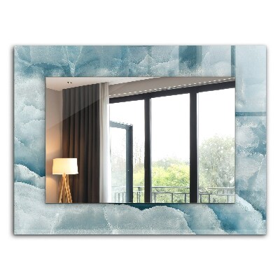 Espelho decorativo com textura de mármore azul