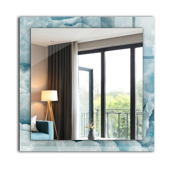Espelho decorativo com textura de mármore azul