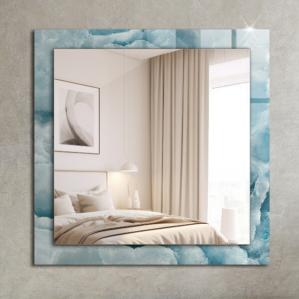 Espelho decorativo com textura de mármore azul