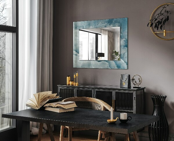 Espelho decorativo com textura de mármore azul
