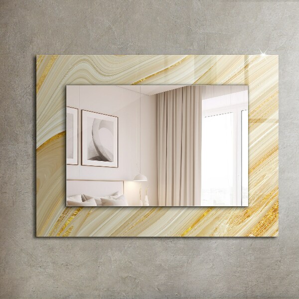 Espelho decorativo com estampa de listras amarelas abstratas