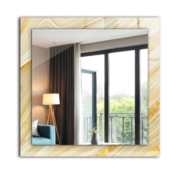 Espelho decorativo com estampa de listras amarelas abstratas