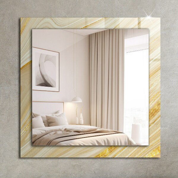 Espelho decorativo com estampa de listras amarelas abstratas