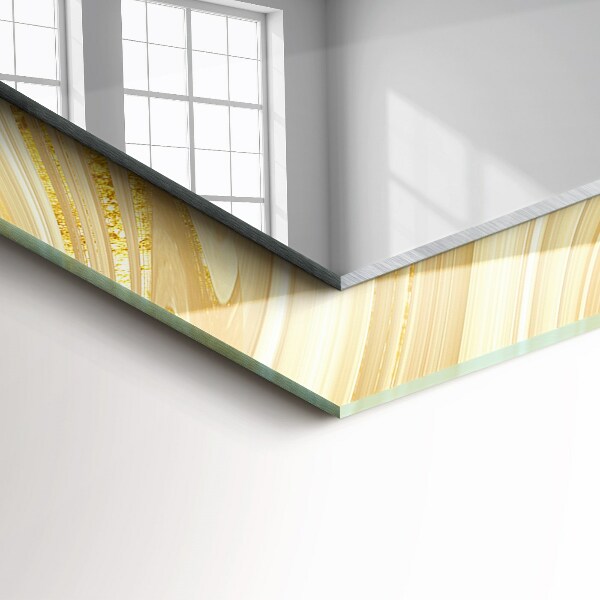 Espelho decorativo com estampa de listras amarelas abstratas
