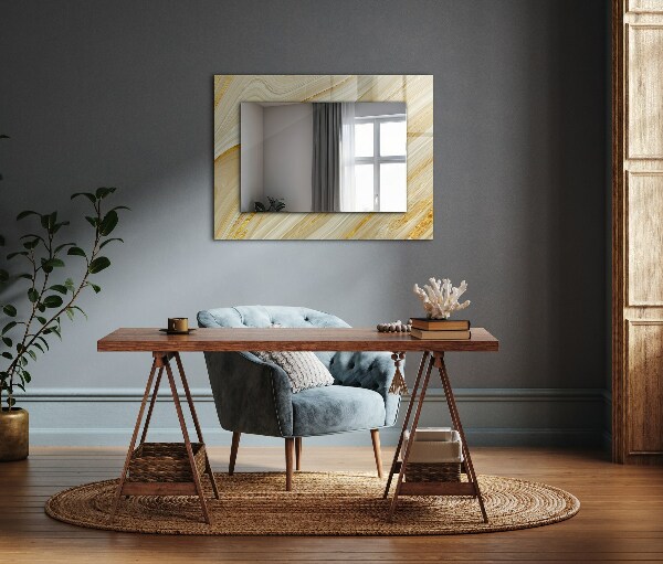 Espelho decorativo com estampa de listras amarelas abstratas