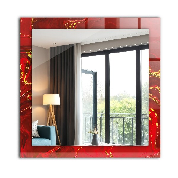 Espelho decorativo com tema resumo vermelho