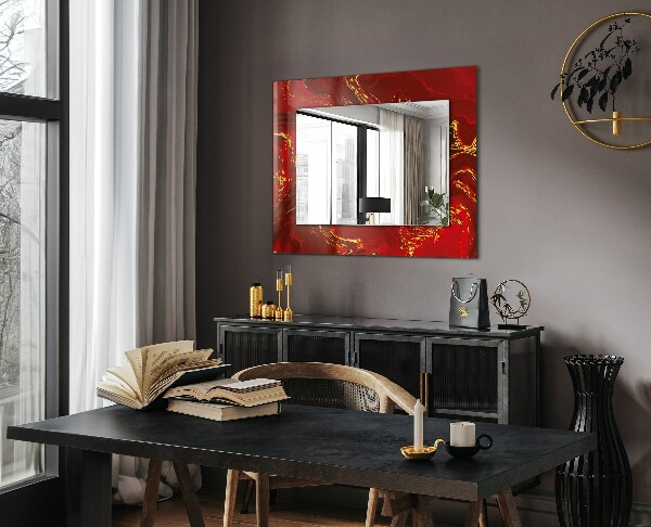 Espelho decorativo com tema resumo vermelho