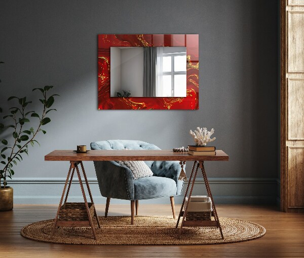 Espelho decorativo com tema resumo vermelho