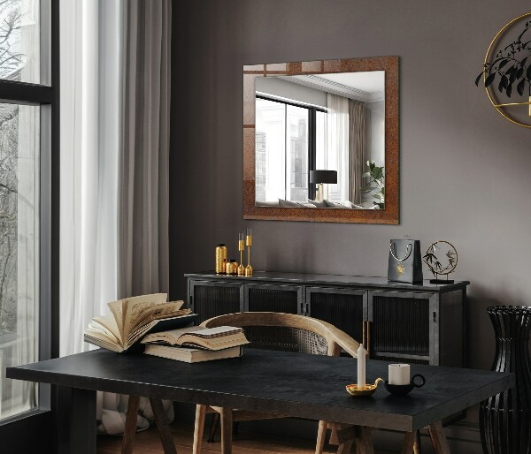 Espelho decorativo com superfície metálica enferrujada