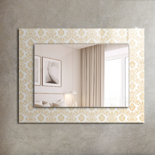 Espelho com moldura decorada na cor amarela
