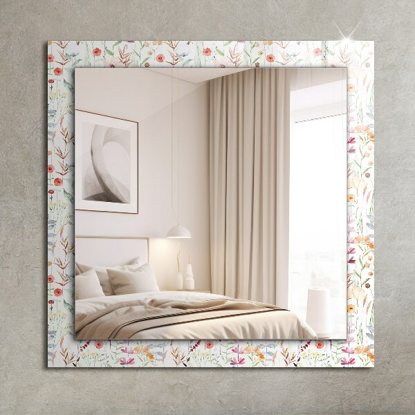 Espelho decorativo flores com estampa em aquarela
