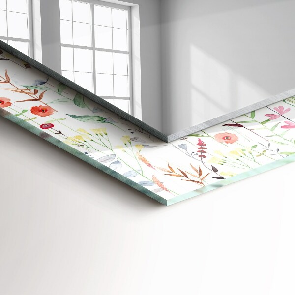 Espelho decorativo flores com estampa em aquarela