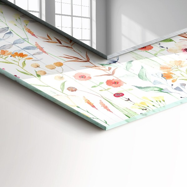 Espelho decorativo flores com estampa em aquarela