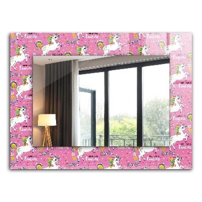 Espelho decorativo unicórnio arco-íris e corações