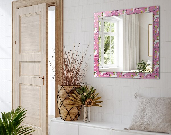 Espelho decorativo unicórnio arco-íris e corações