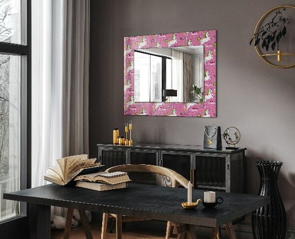 Espelho decorativo unicórnio arco-íris e corações