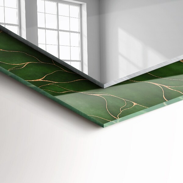 Espelho decorativo com estampas de folhas verdes