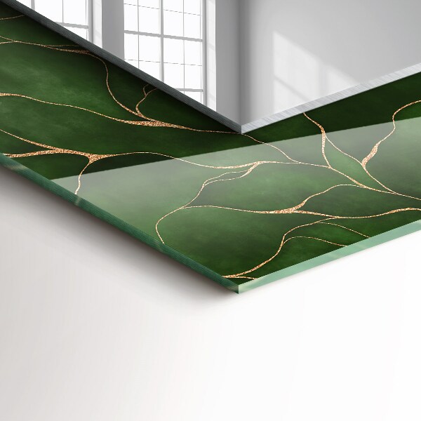 Espelho decorativo com estampas de folhas verdes