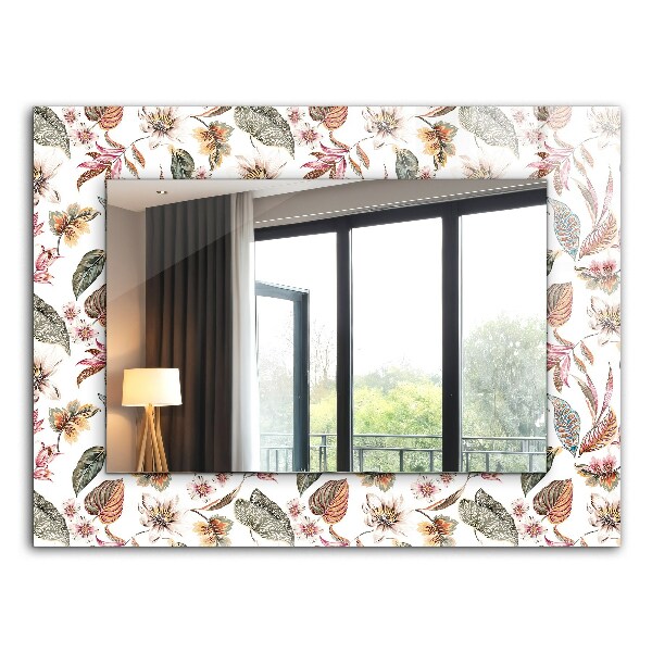 Espelho com moldura decorada com flores e folhas