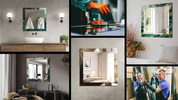 Espelho decorativo com motivo de tecido