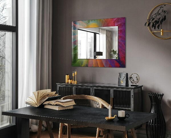 Espelho decorativo com design de espiral abstrata colorida