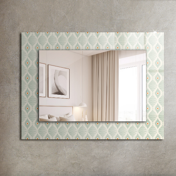 Espelho decorativo com padrão geométrico verde