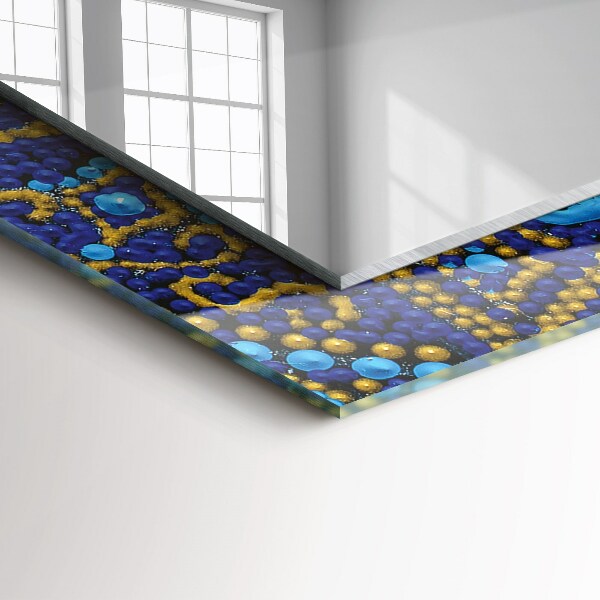 Espelho com moldura decorada mandala de ponto azul