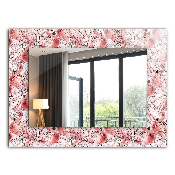 Espelho decorativo com tema de flamingos cor de rosa