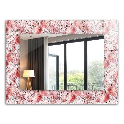Espelho decorativo com tema de flamingos cor de rosa