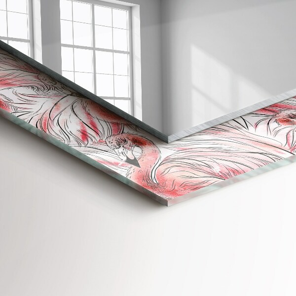 Espelho decorativo com tema de flamingos cor de rosa