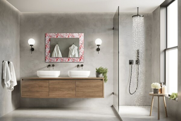 Espelho decorativo com tema de flamingos cor de rosa
