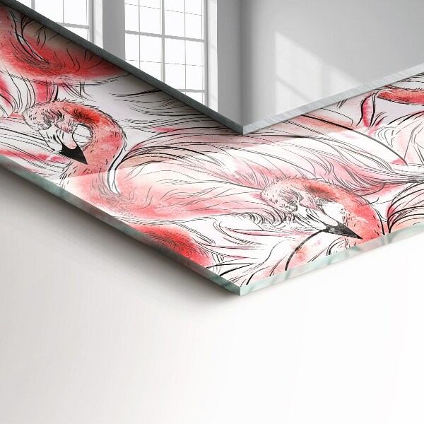 Espelho decorativo com tema de flamingos cor de rosa