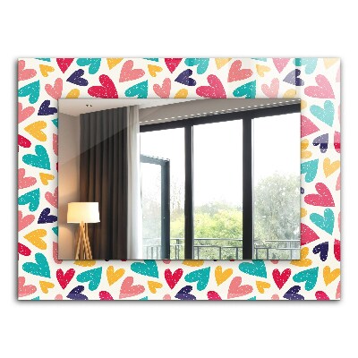 Espelho decorativo com tema de corações coloridos