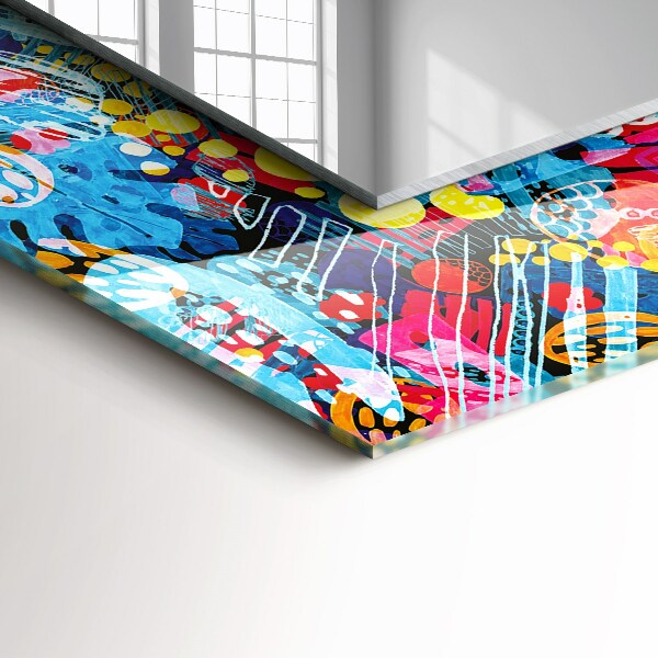 Espelho decorativo com motivo abstrato colorido