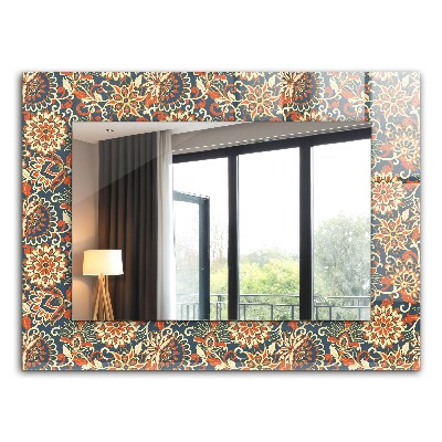 Espelho decorativo com padrão floral no fundo