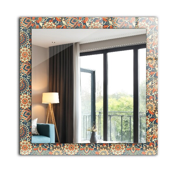 Espelho decorativo com padrão floral no fundo