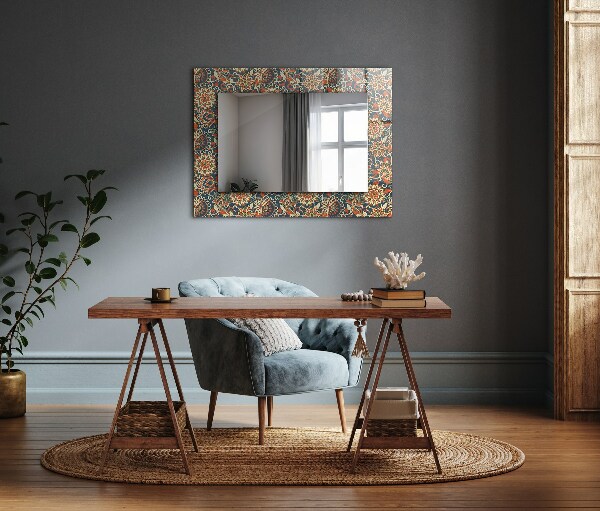 Espelho decorativo com padrão floral no fundo