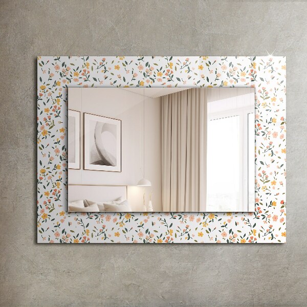 Espelho com moldura decorada em estampa floral